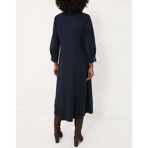 Tuckernuck New Briana Dress Midi Button Down Long Sleeves Dark Navy Size Large - Picture 4 of 15